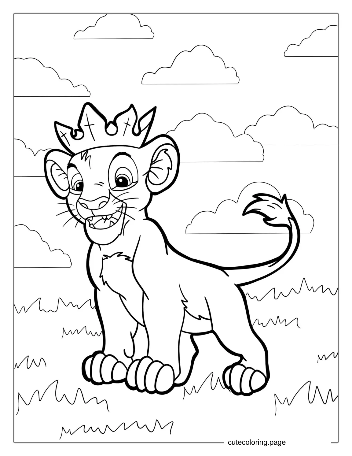 Young Simba Wearing A Crown To Color coloring page