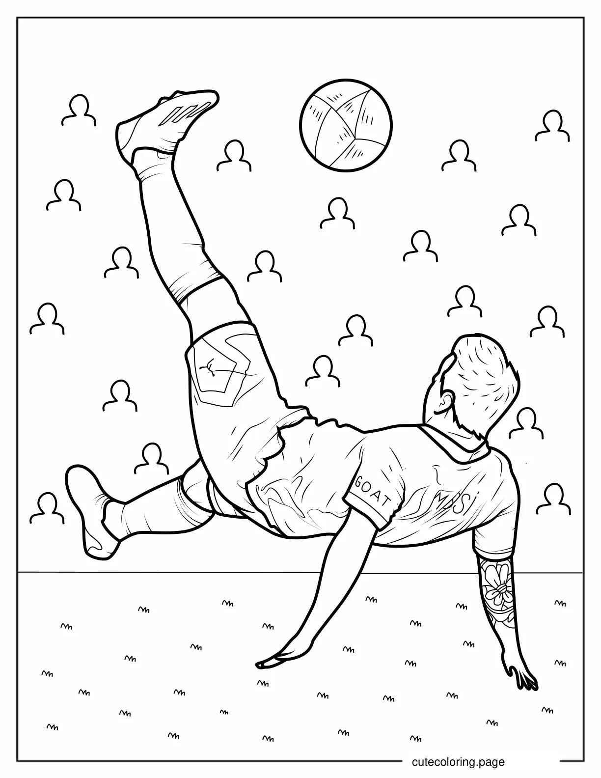 Coloring Page Of Lionel Messi Doing Bicycle Kick coloring page