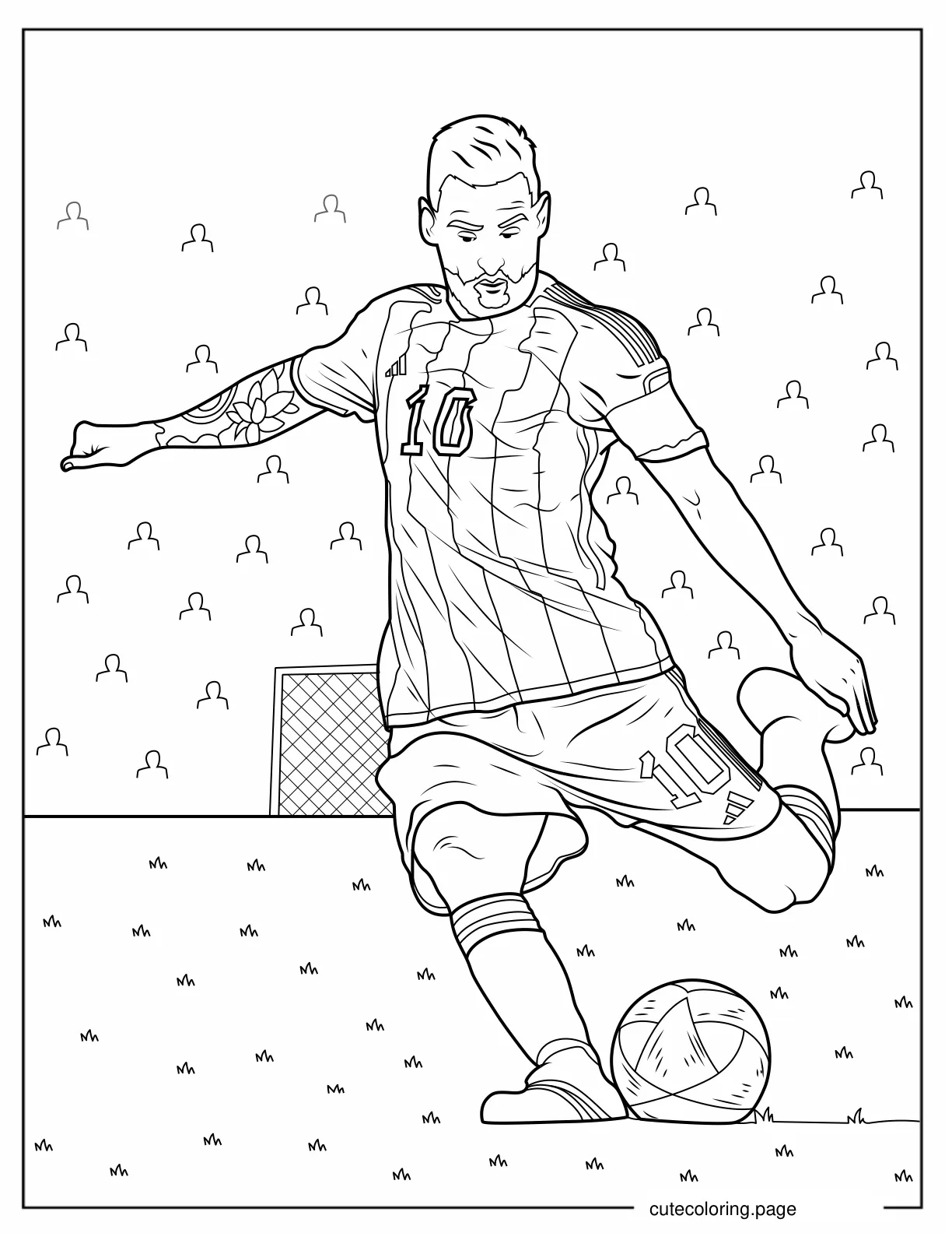 Coloring Sheet Of Lionel Messi Kicking Ball coloring page