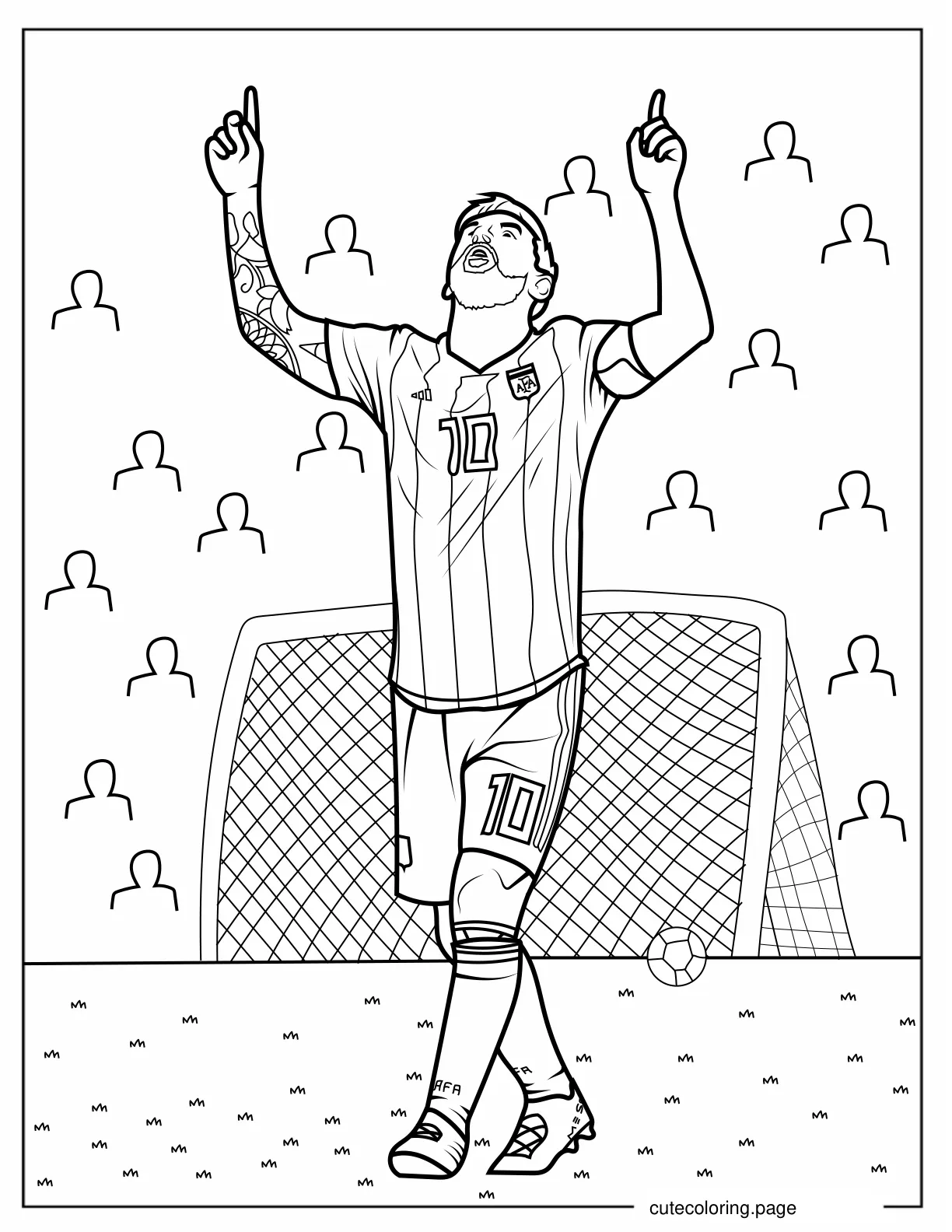 Lionel Messi Celebrating Goal Coloring In coloring page