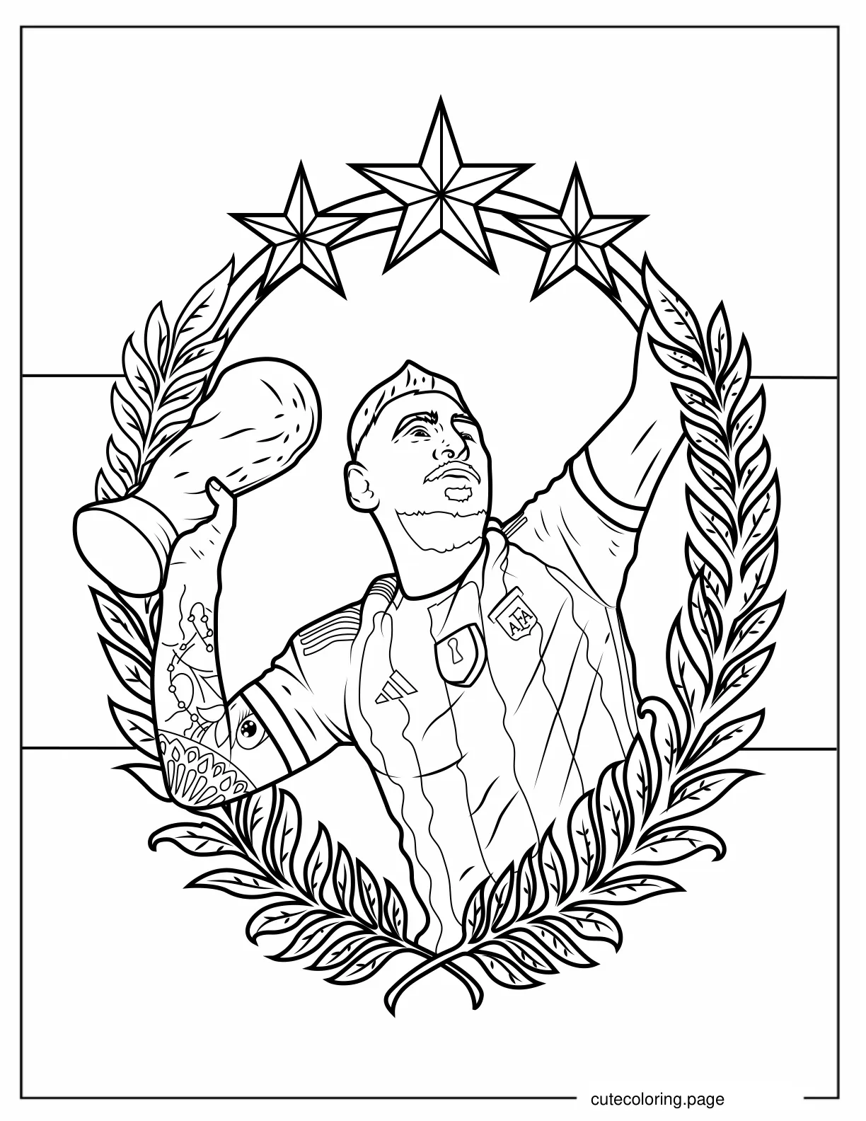 Lionel Messi With World Cup Trophy Poster coloring page