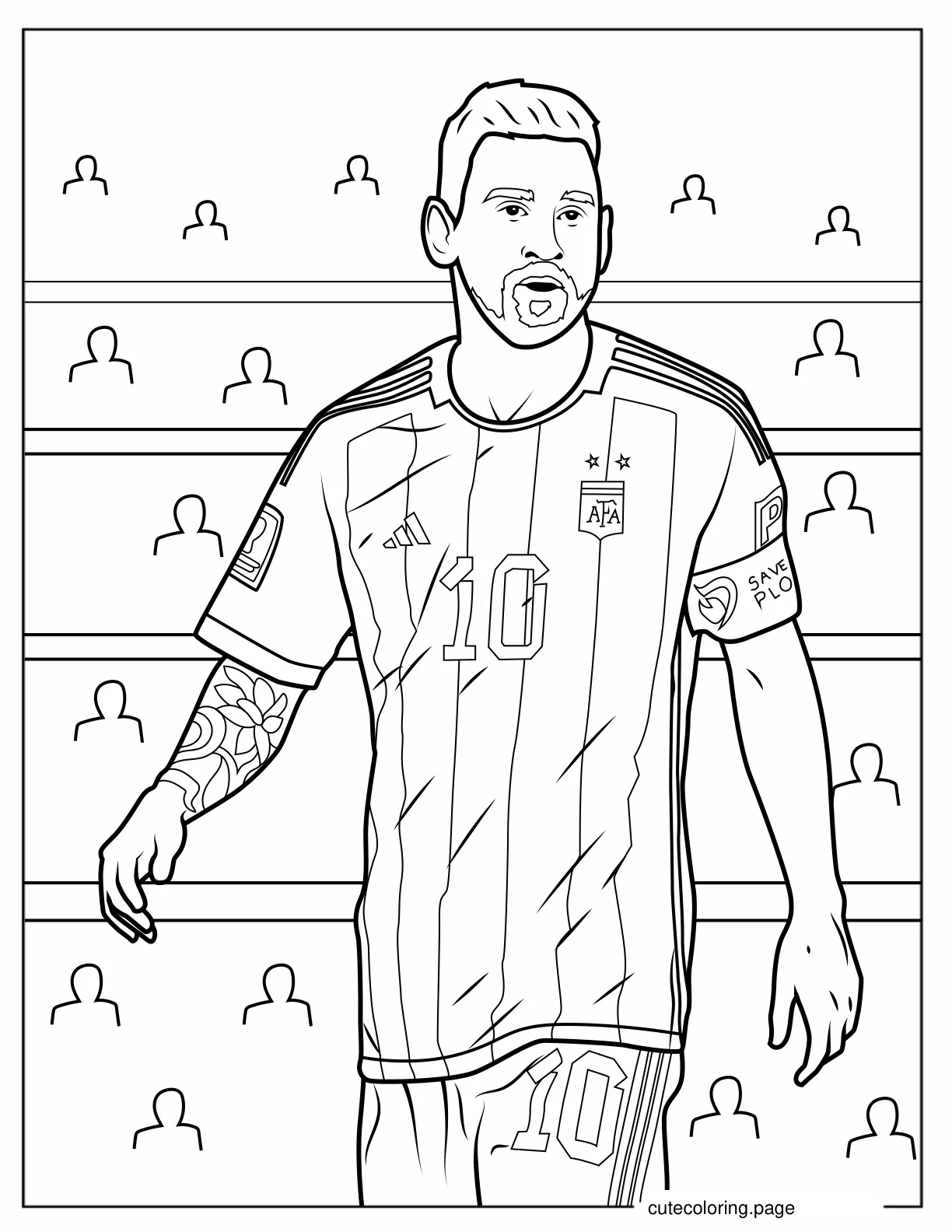 Simple Outline Of Lionel Messi To Color coloring page