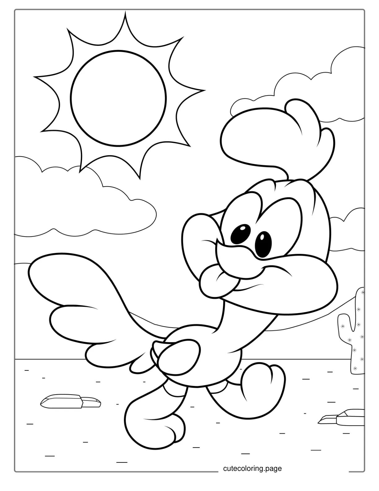 Baby Road Runner Coloring Page For Preschoolers coloring page