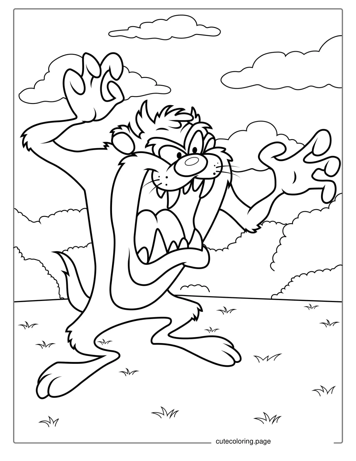 Tasmanian Devil From Looney Tunes Coloring Page coloring page