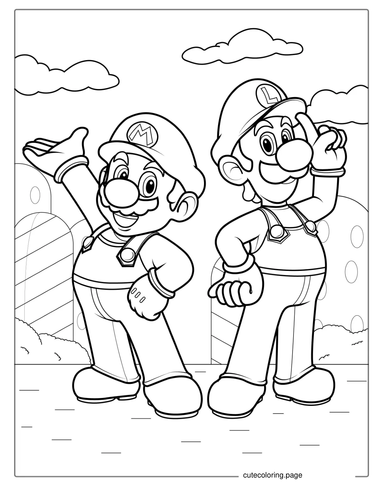 Luigi And Mario Coloring Page For Kids coloring page