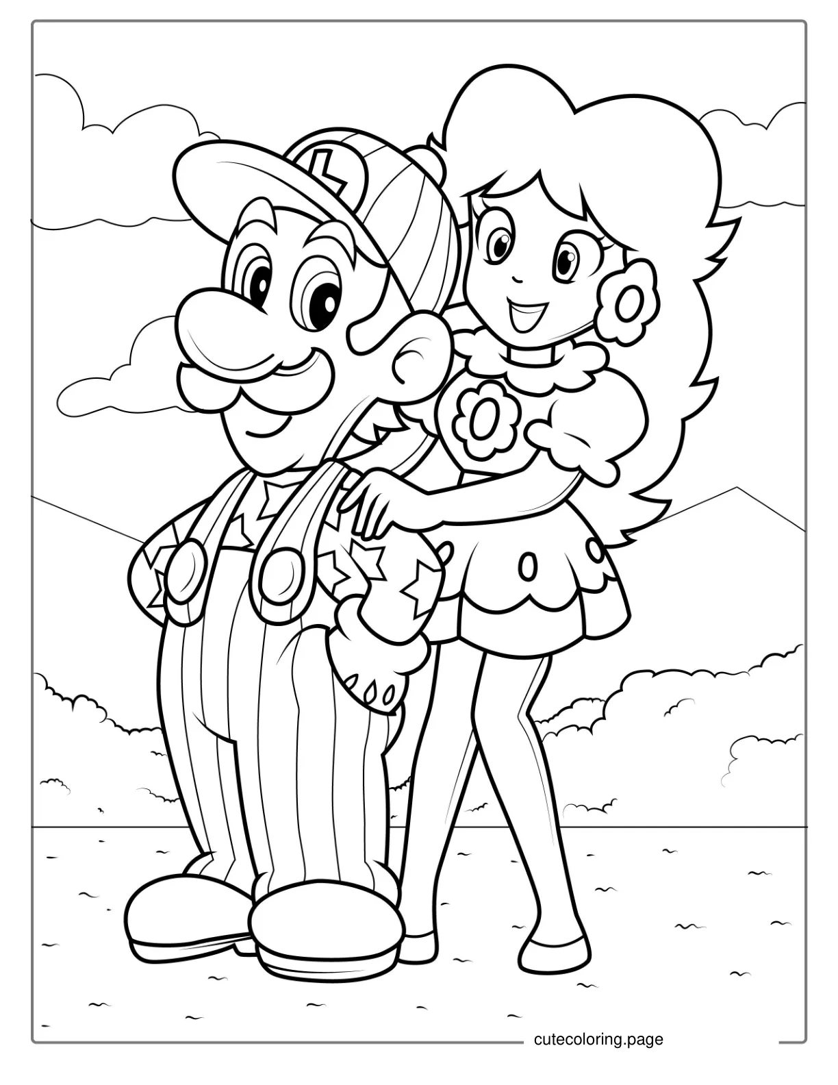 Luigi And Princess Peach Coloring Page coloring page