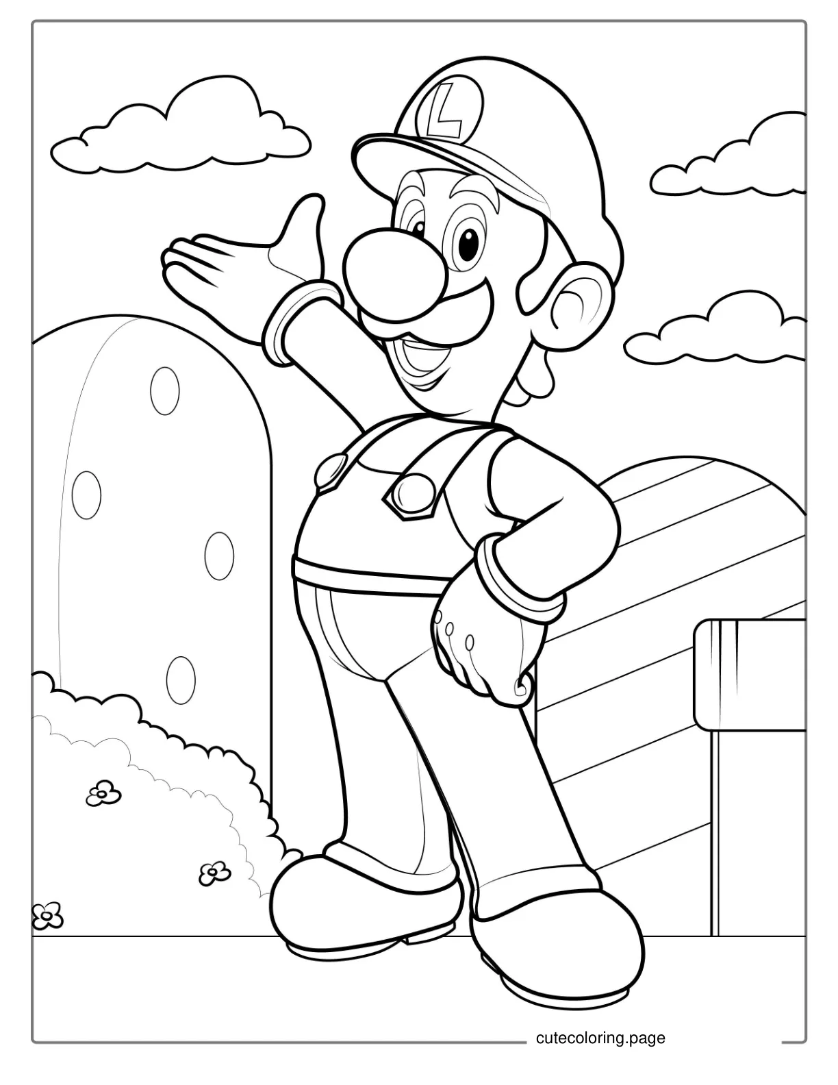 Luigi In Super Mario World To Color coloring page