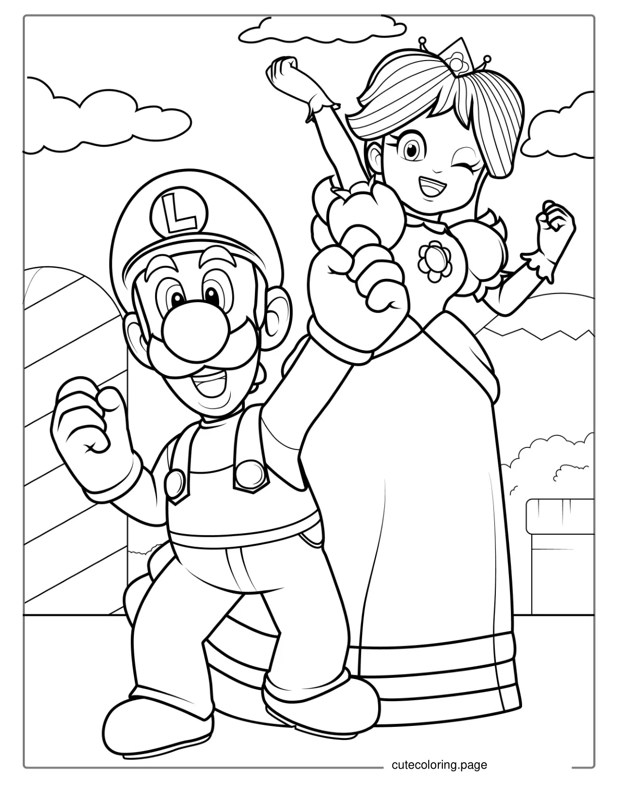 Princess Peach And Luigi To Color coloring page