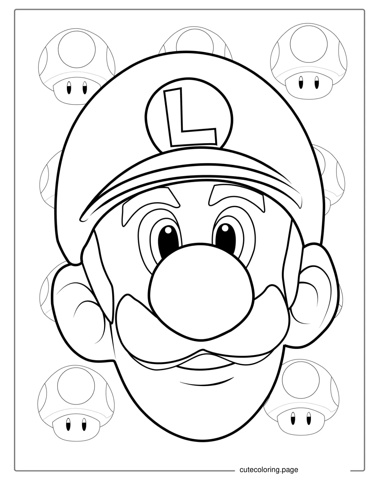 Simple Coloring Page Of Luigi Face coloring page