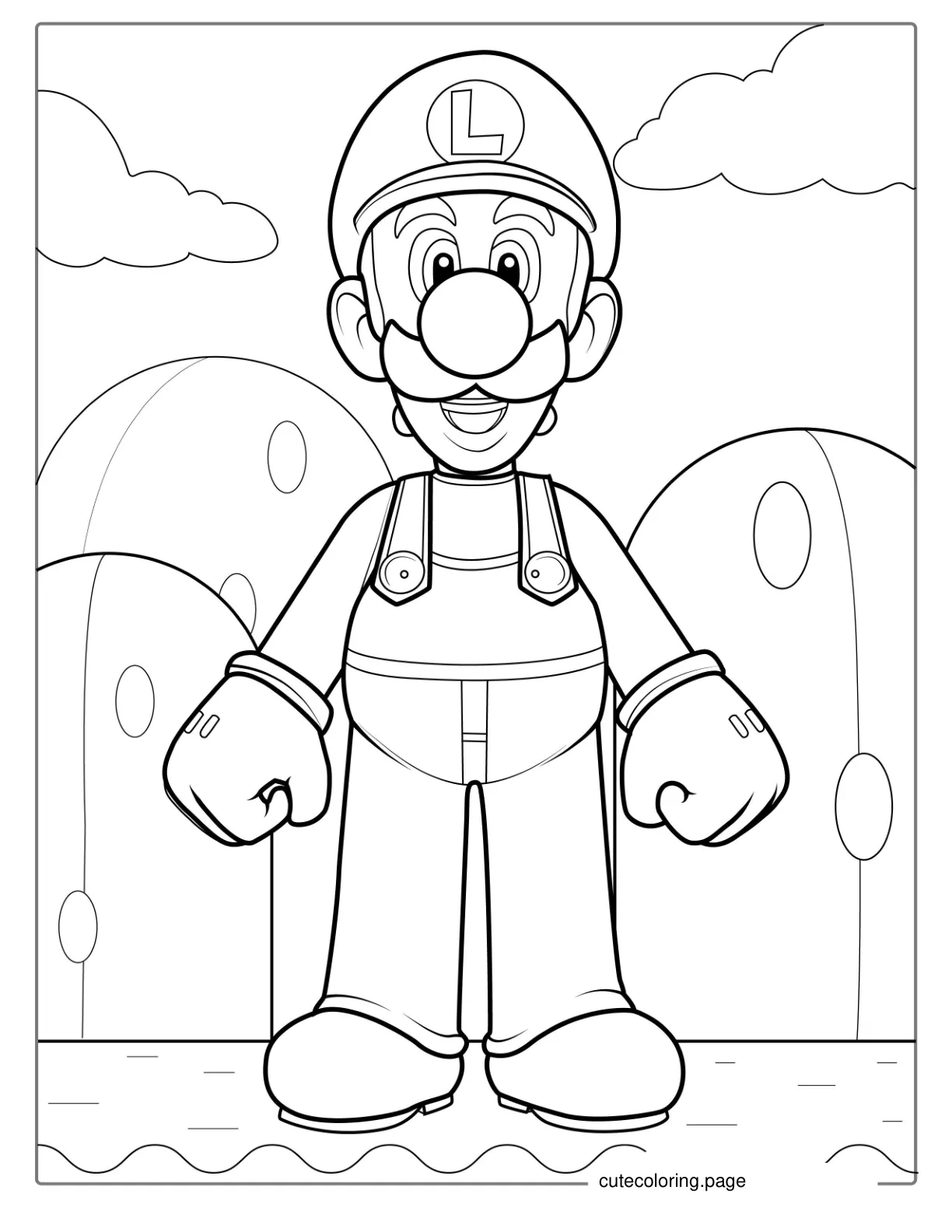 Smiling Luigi Coloring Page coloring page