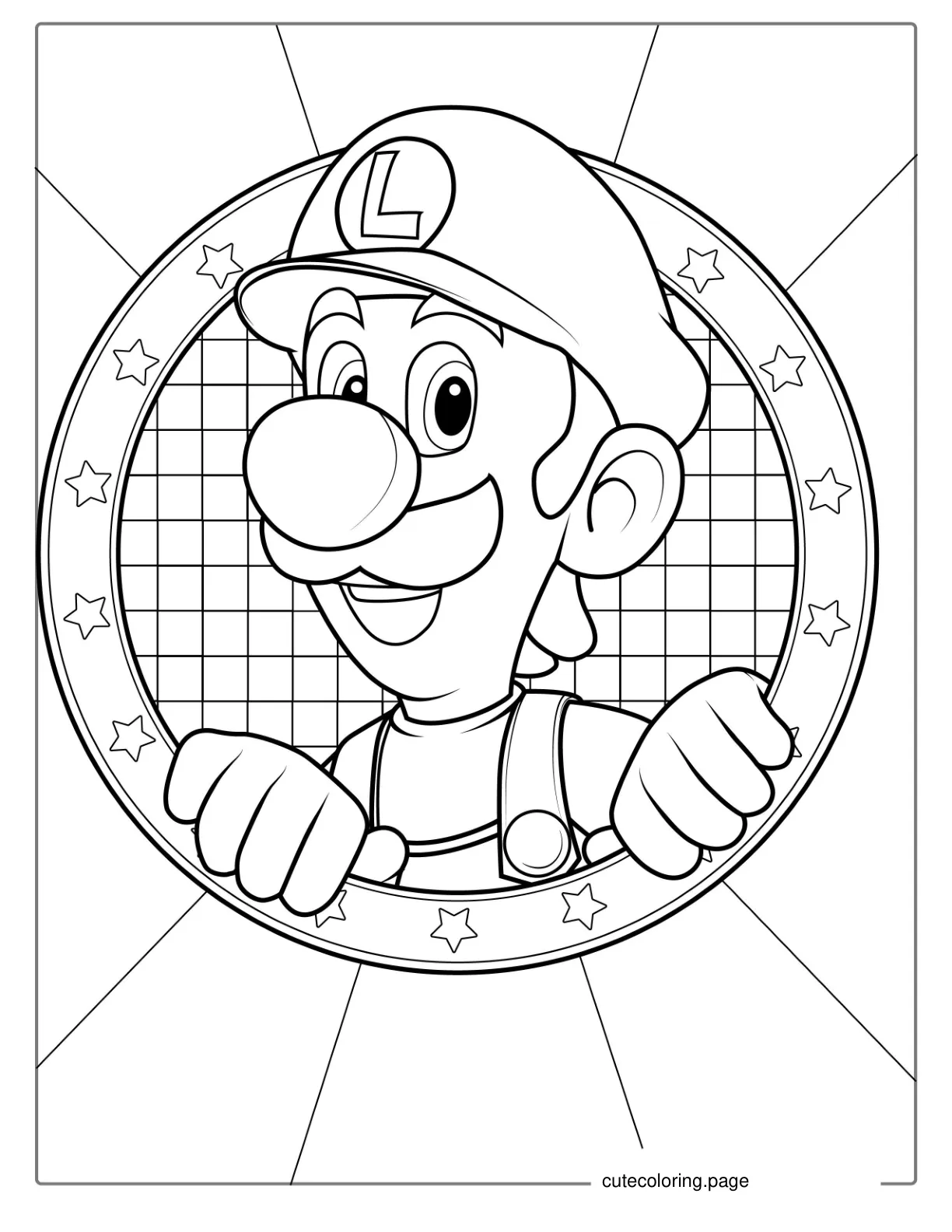 Smiling Luigi Face To Color coloring page