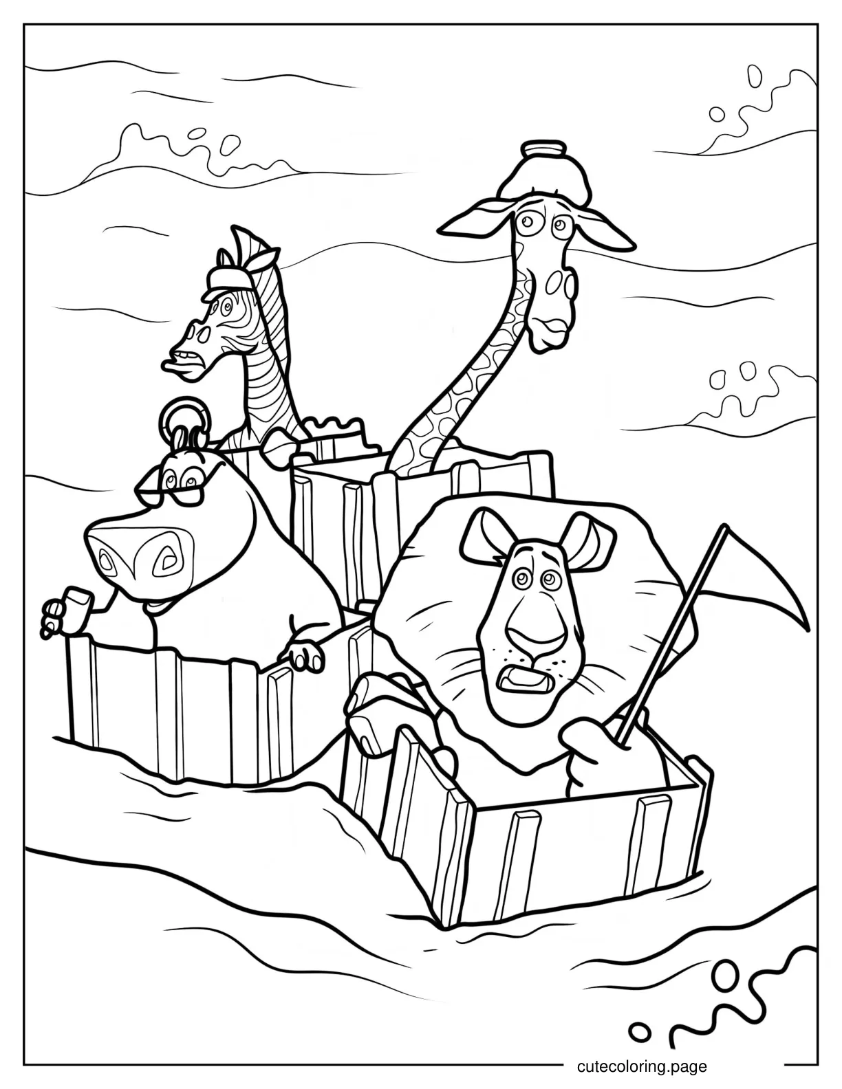 Alex Marty Gloria And Melman Shipwrecked To Madagascar Coloring Page 1 coloring page