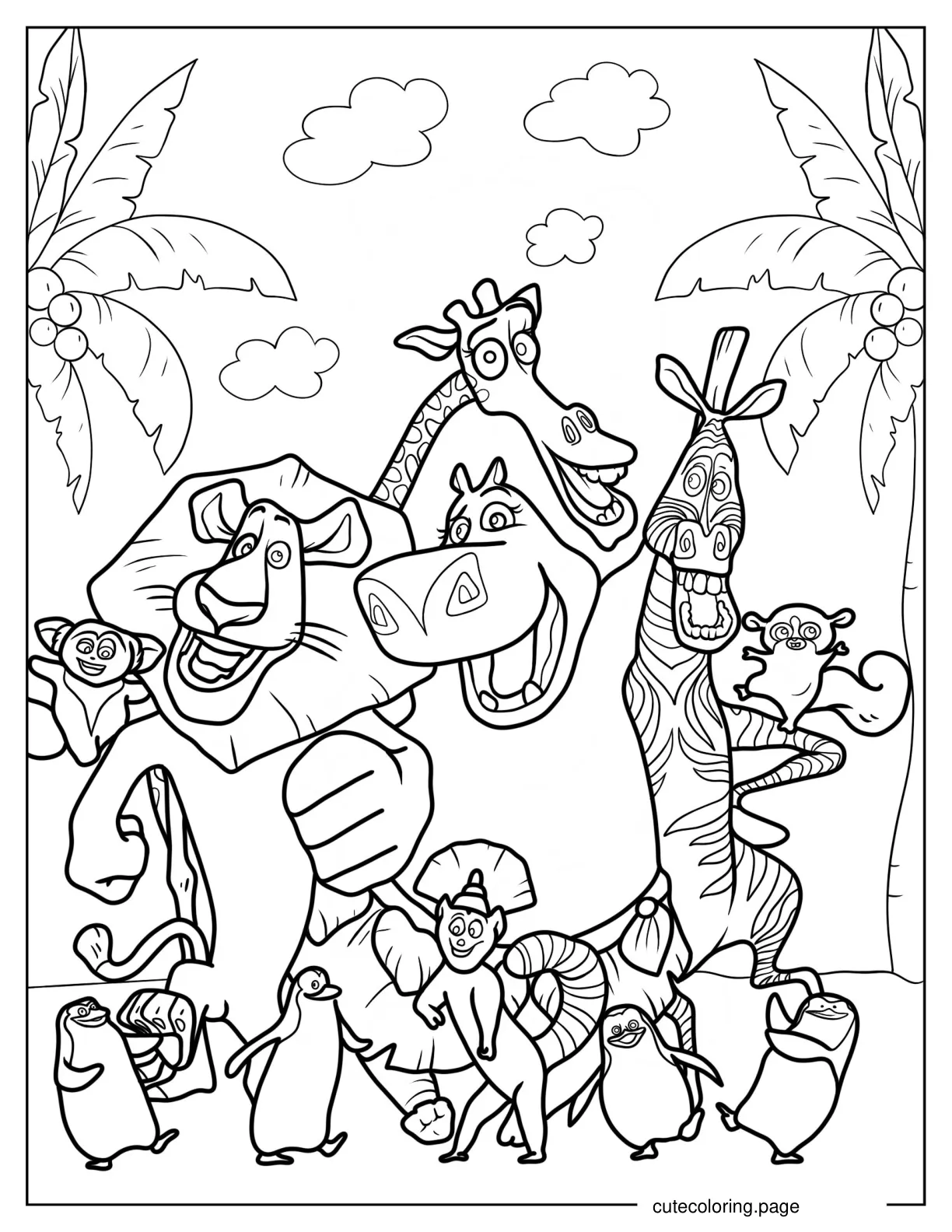 Detailed Madagascar Poster Coloring Page 1 coloring page