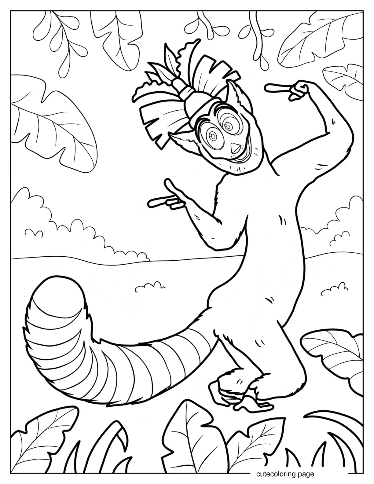 King Julien Ring tailed Lemur Coloring Sheet 1 coloring page