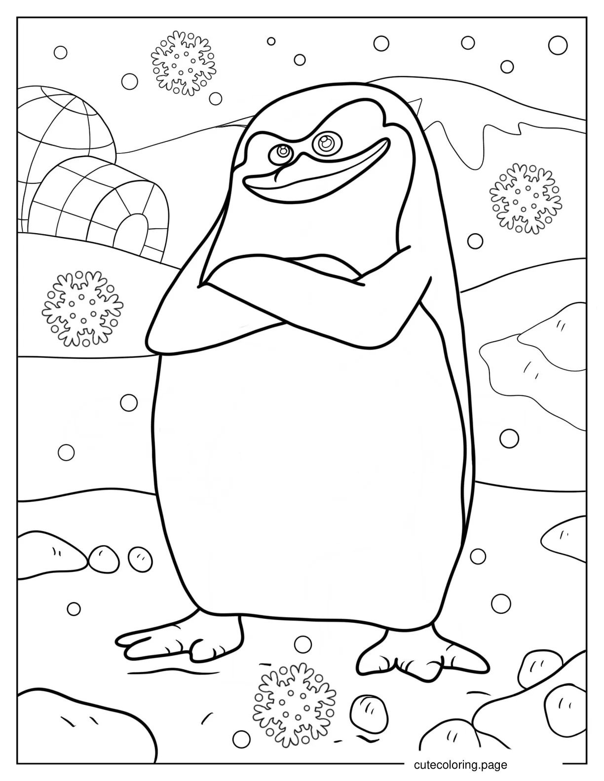 Skipper From Penguins Of Madagascar In Winter Coloring Page 1 coloring page