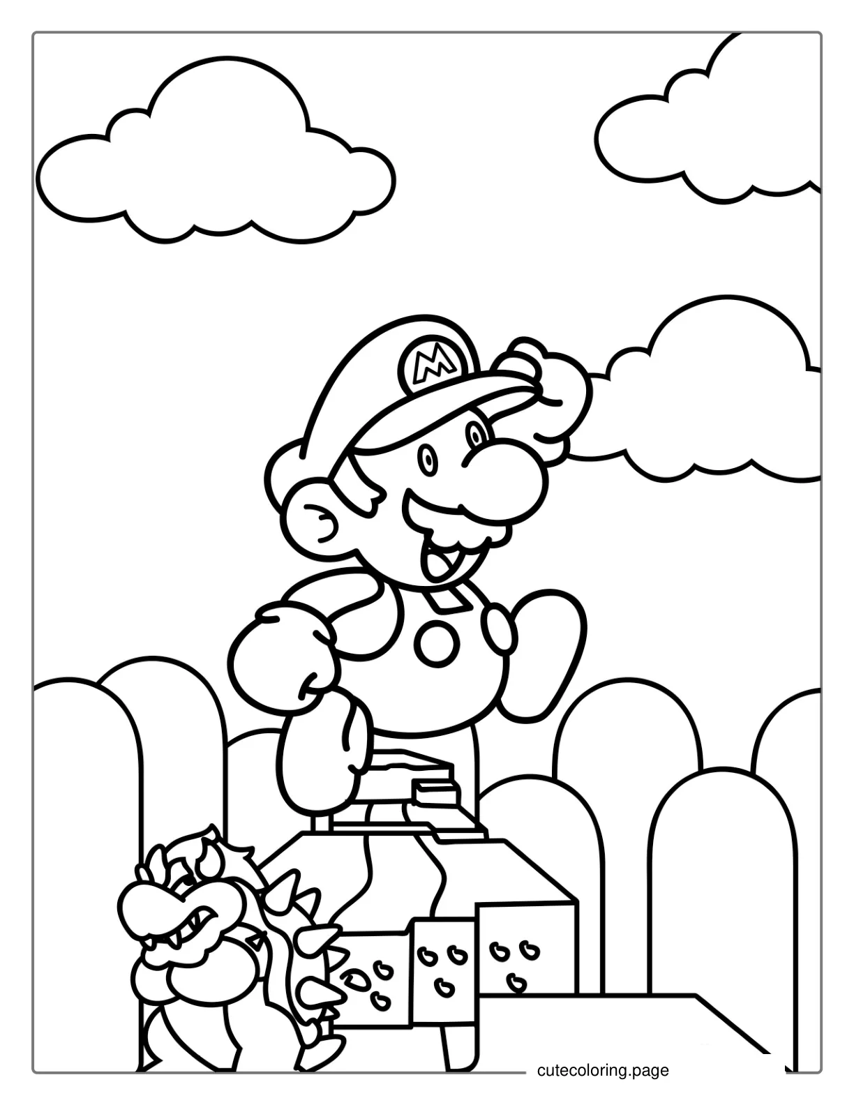 Baby Mario And Bowser Coloring For Kids coloring page