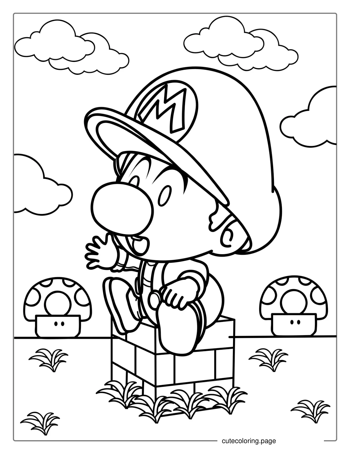 Cute Baby Mario Coloring For Preschoolers coloring page