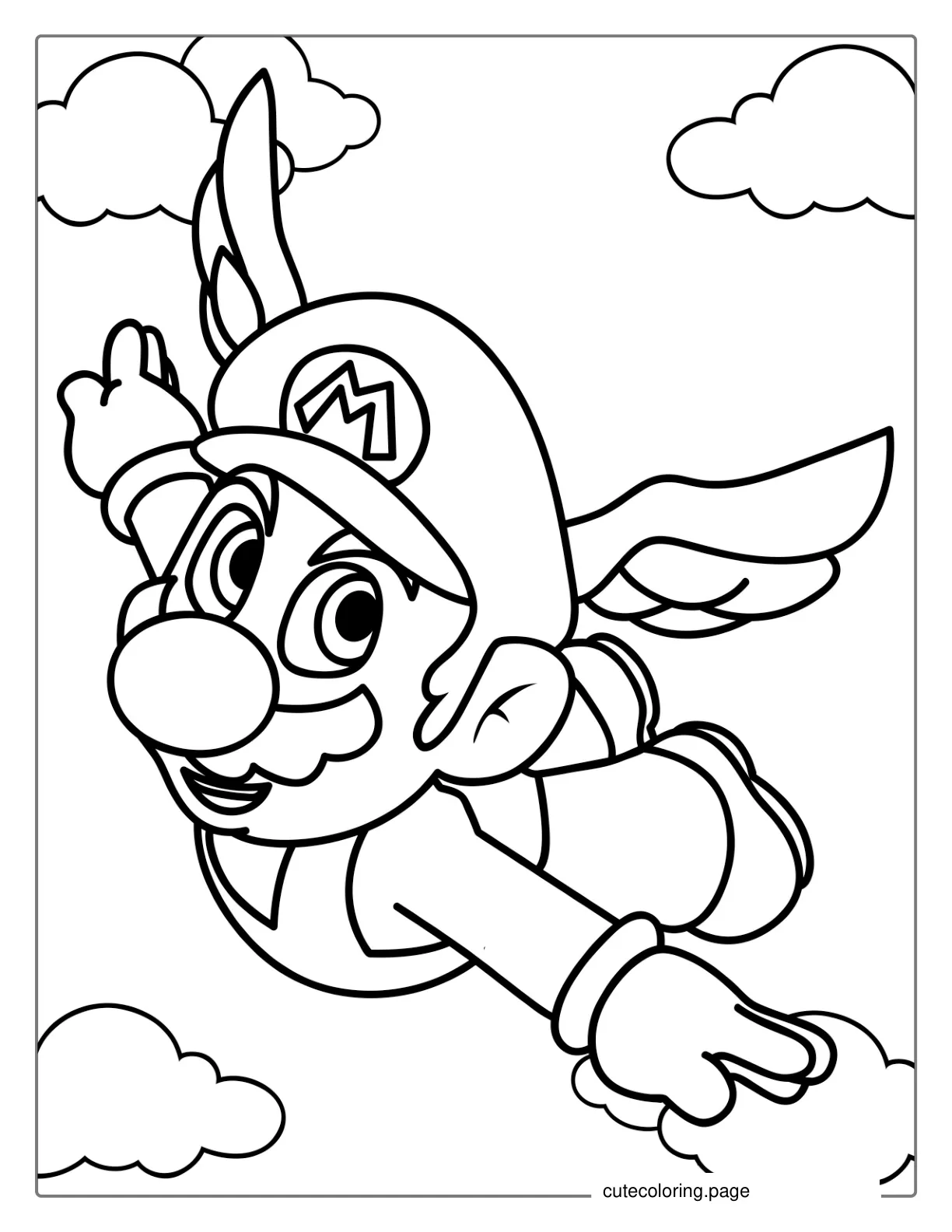 Easy Flying Mario For Kids coloring page