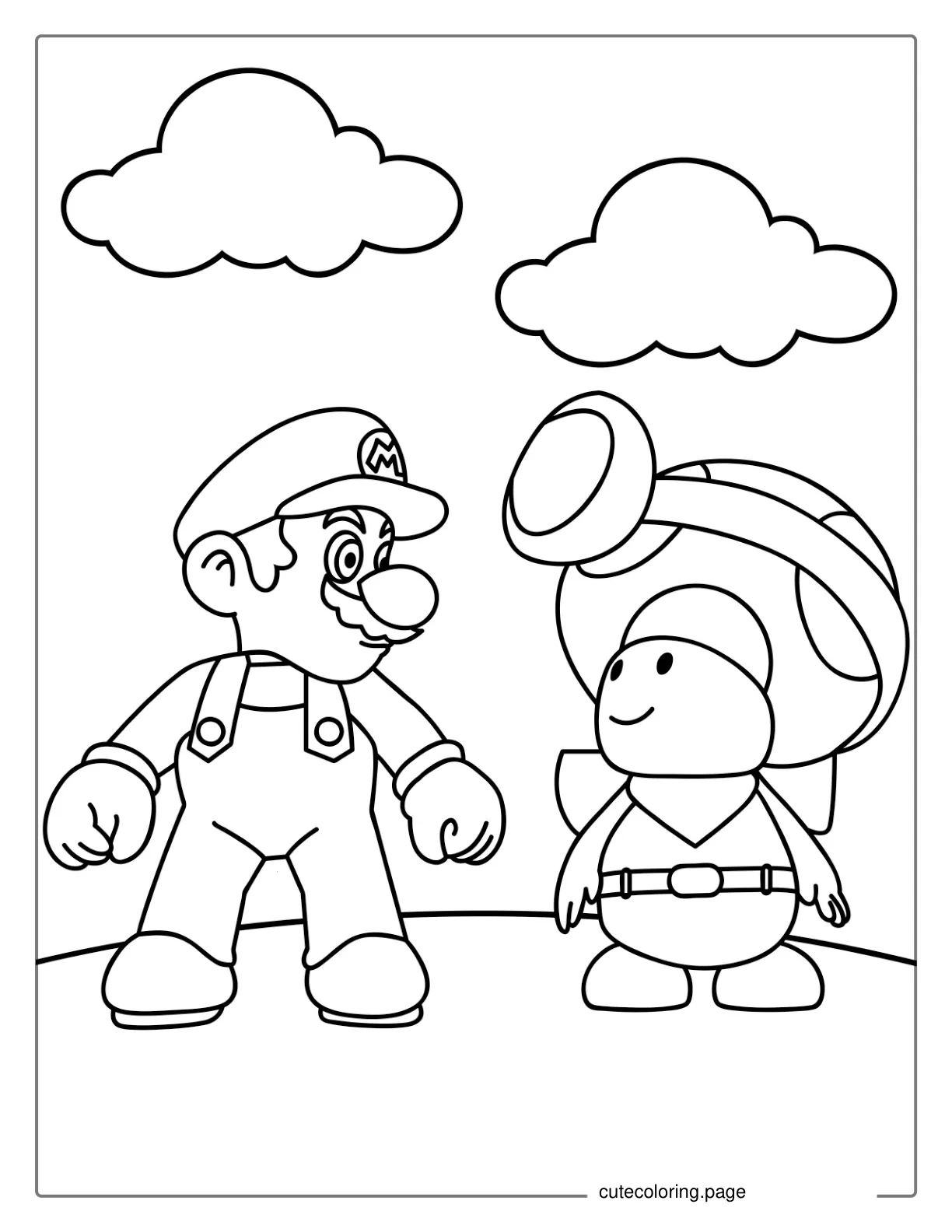 Easy Mario And Toad Coloring Page coloring page