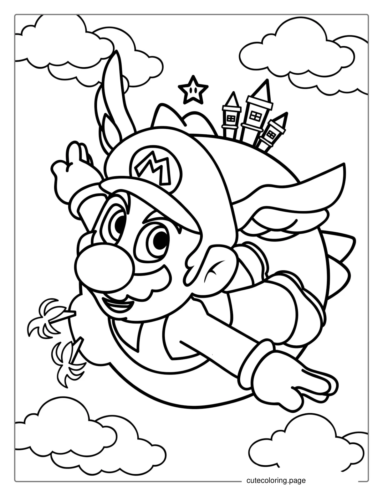 Flying Mario With Wings coloring page