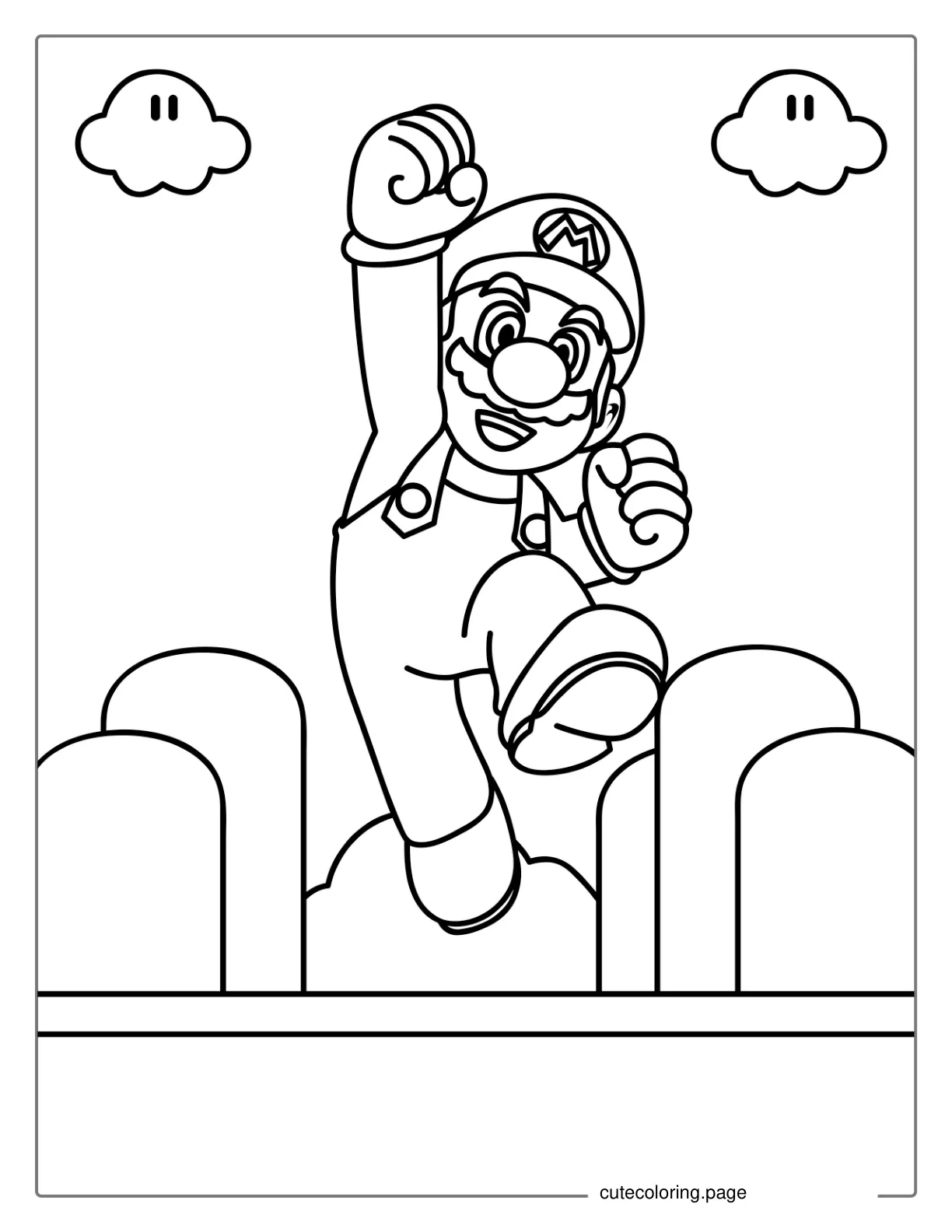 Jumping Super Mario To Color coloring page