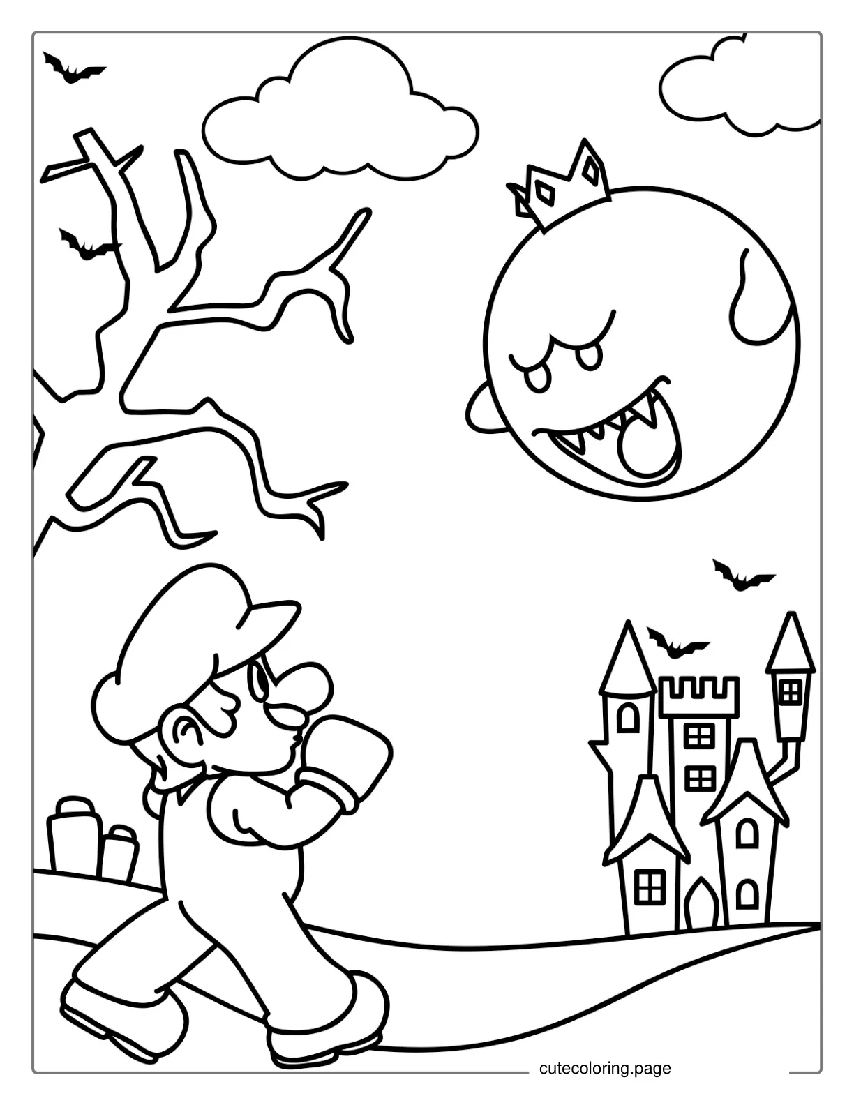 Mario And Boo Coloring Sheet coloring page