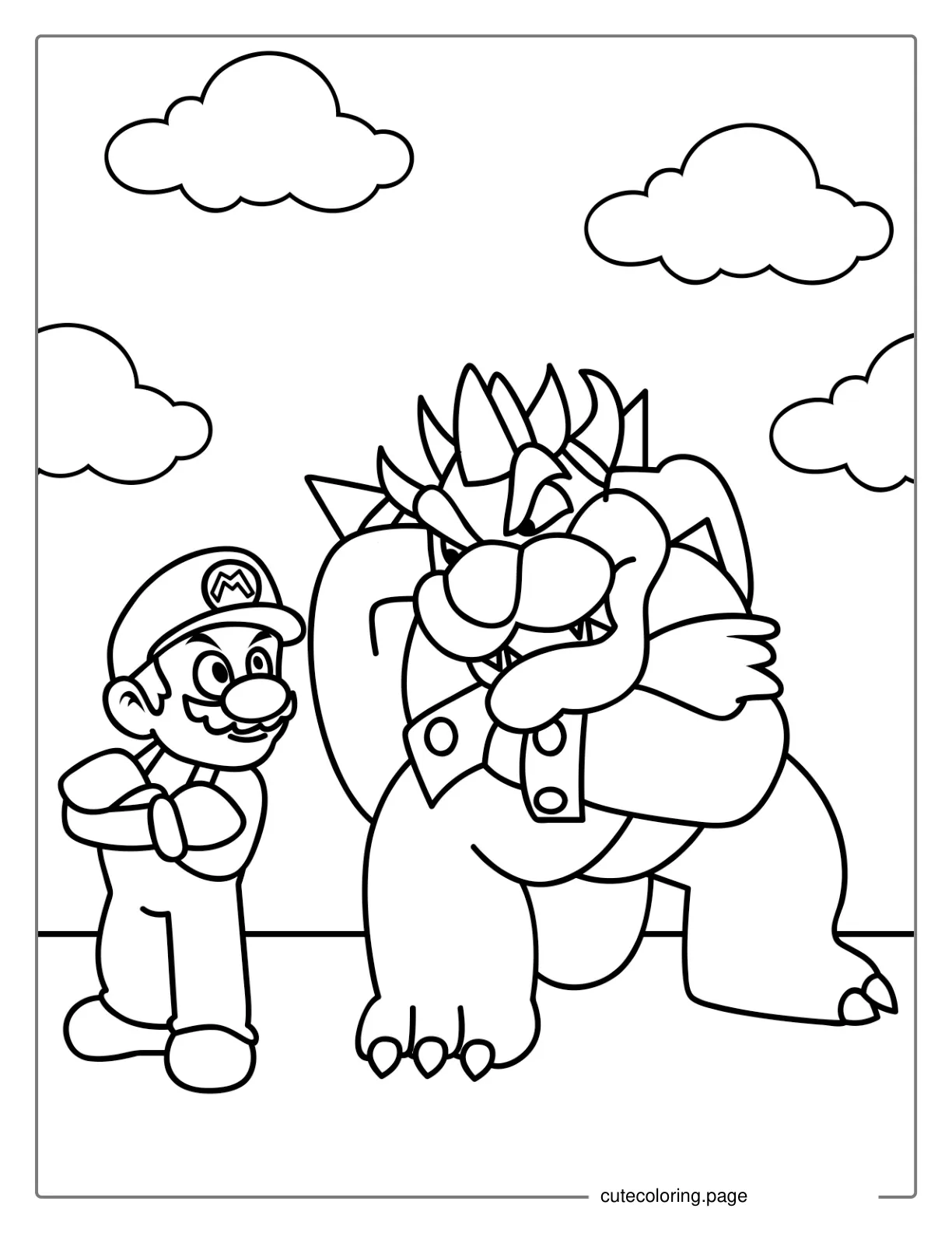 Mario And Bowser Coloring For Kids coloring page