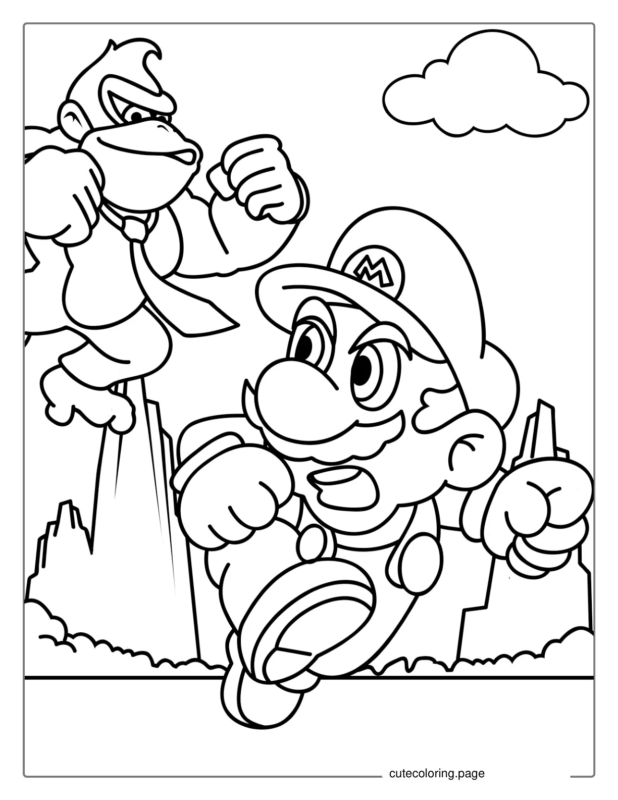 Mario And Donkey Kong Coloring Page coloring page