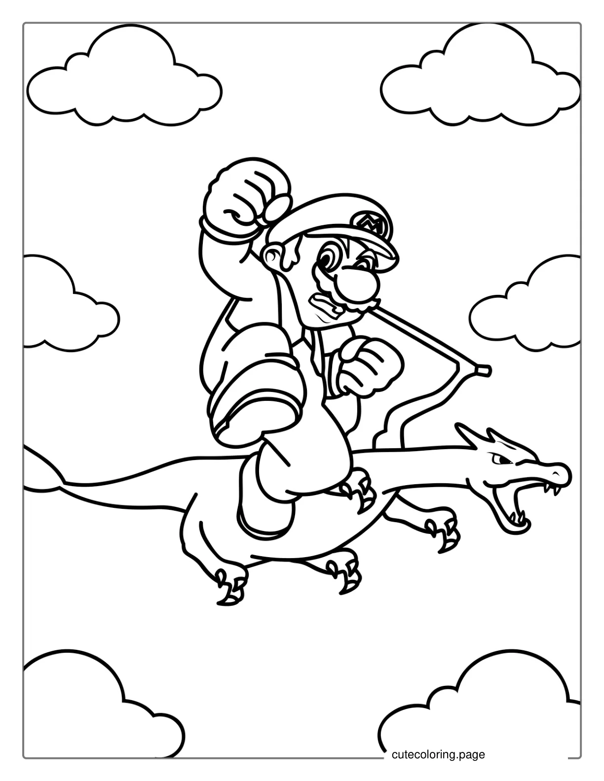 Mario And Dragon Coloring In coloring page