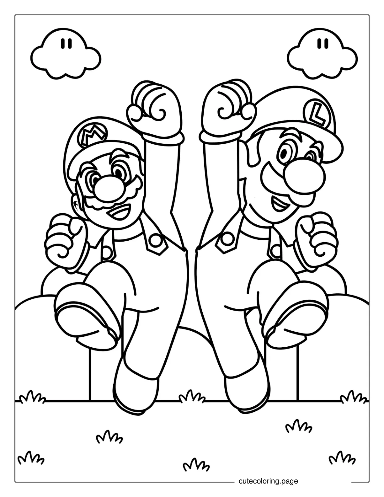 Mario And Luigi Jumping Coloring In coloring page