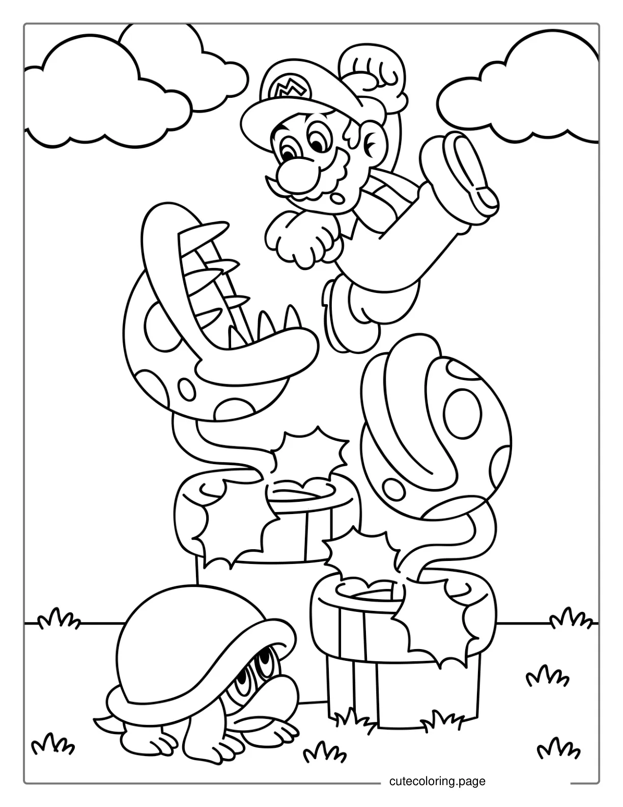 Mario Jumping Out Of Tunnel coloring page