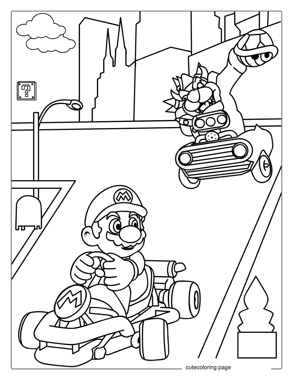 Mario Kart Coloring In For Kids coloring page