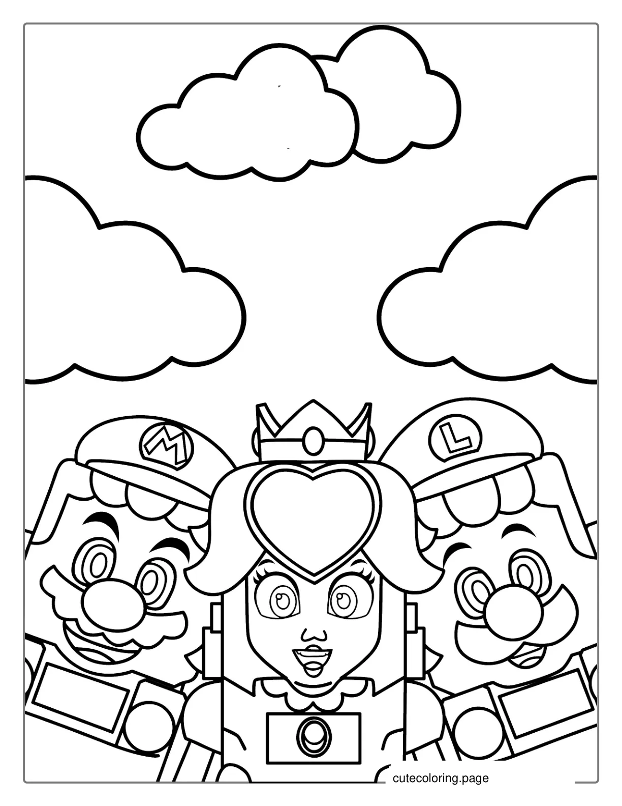 Mario Lego Coloring With Daisy And Luigi coloring page