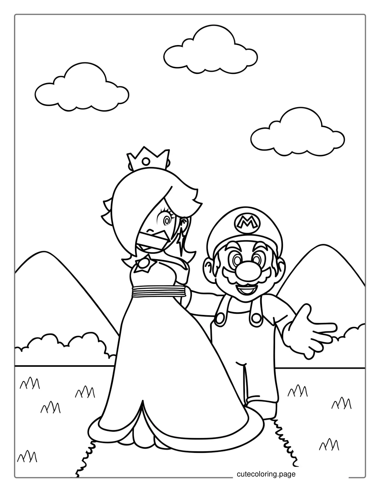 Mario Rescuing Peach To Color coloring page