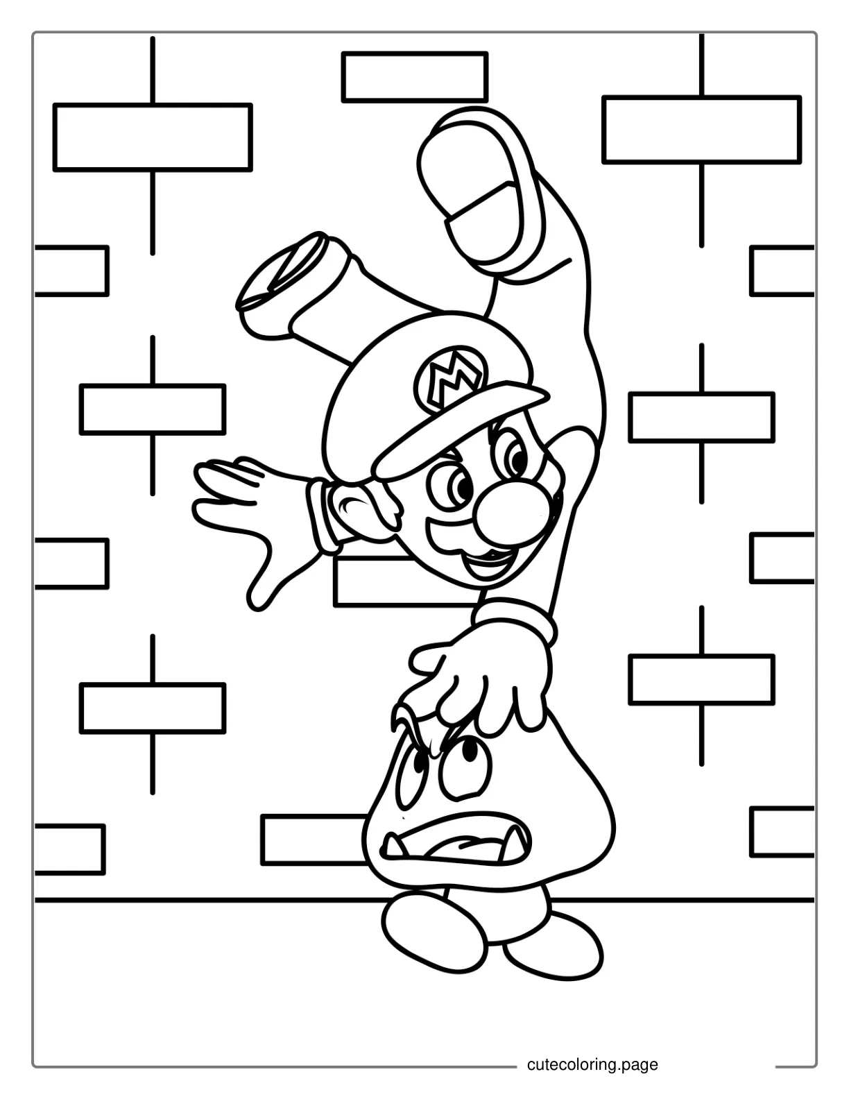 Mario Vs Goomba Coloring Sheet For Kids coloring page