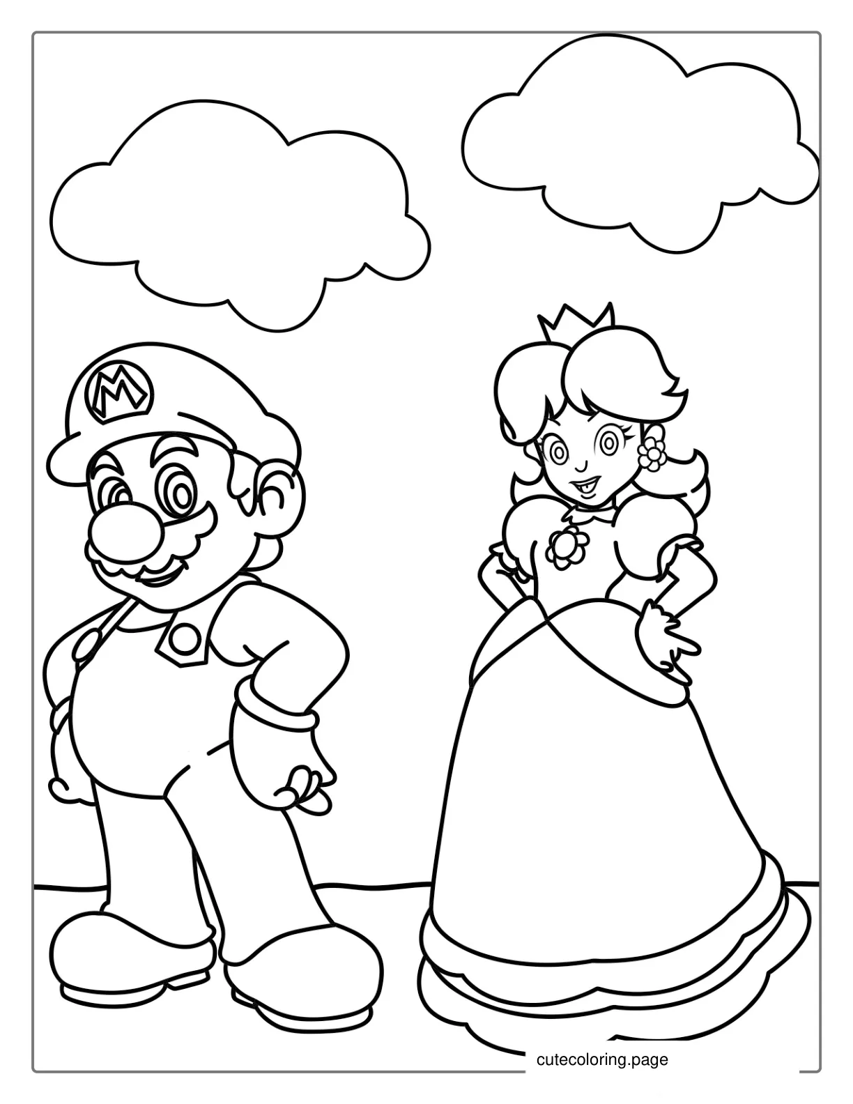 Peach And Mario Coloring Sheet coloring page