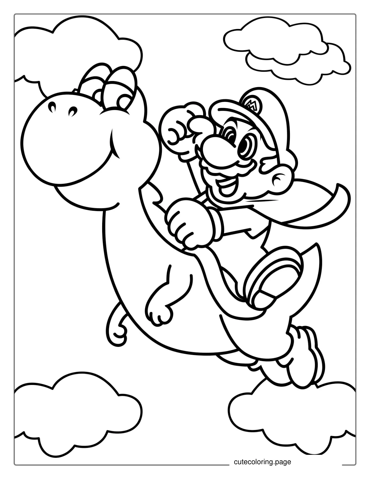 Super Mario And Yoshi Coloring coloring page