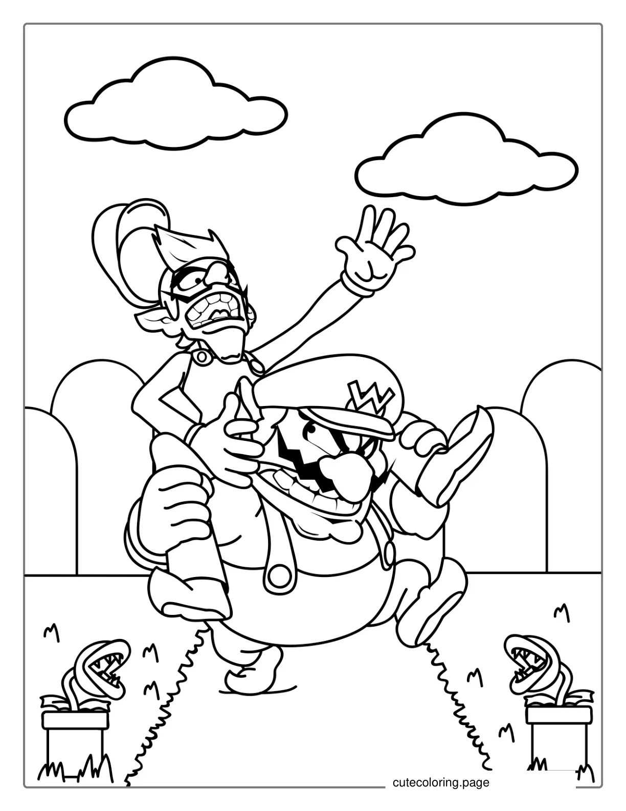 Waluigi And Wario Coloring Page coloring page