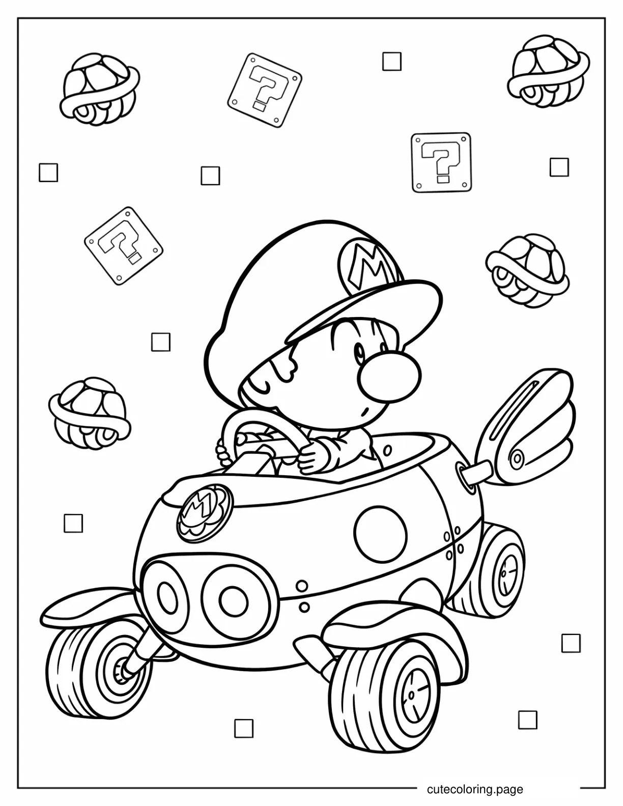 Adorable Baby Mario From Mario Kart coloring page