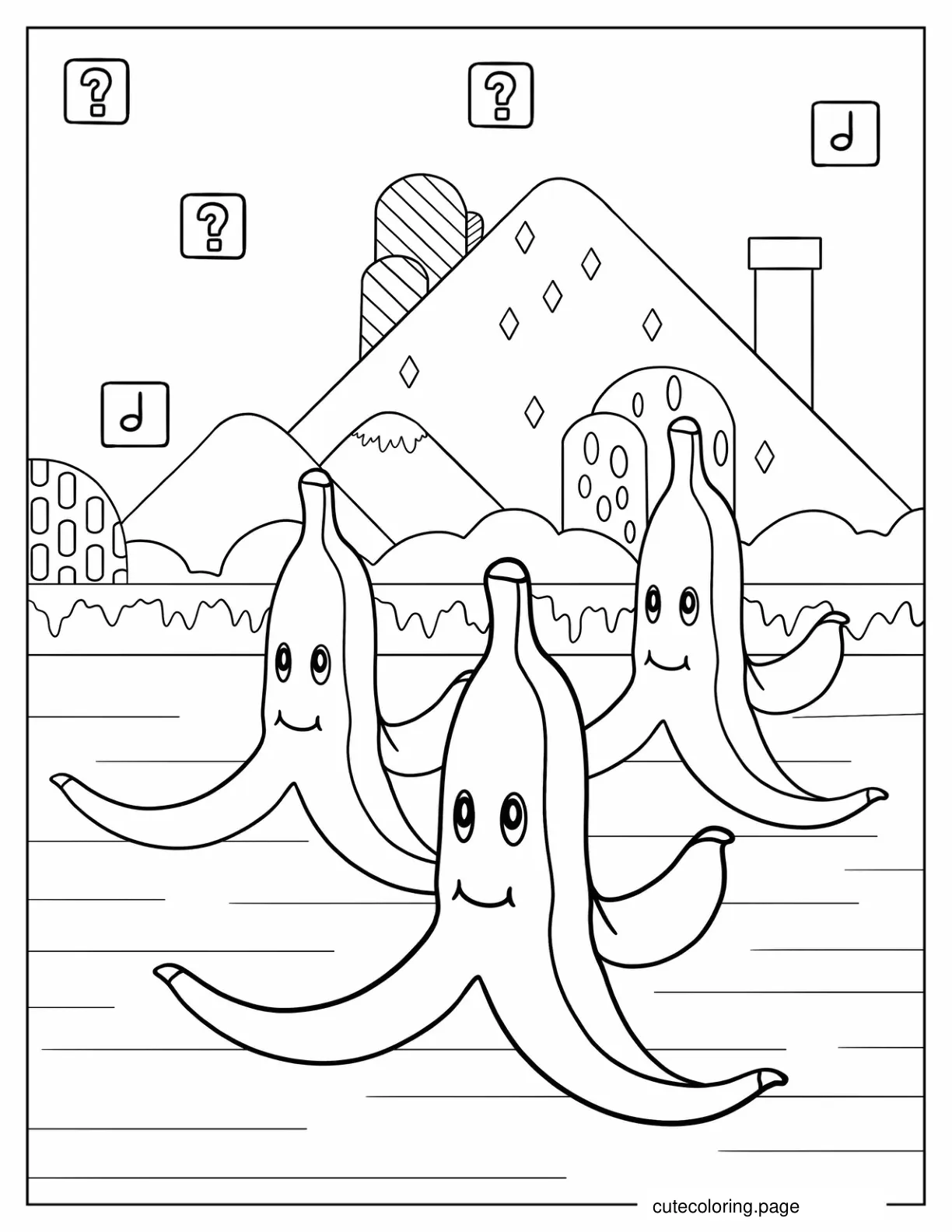 Banana Peels From Mario Kart To Color coloring page