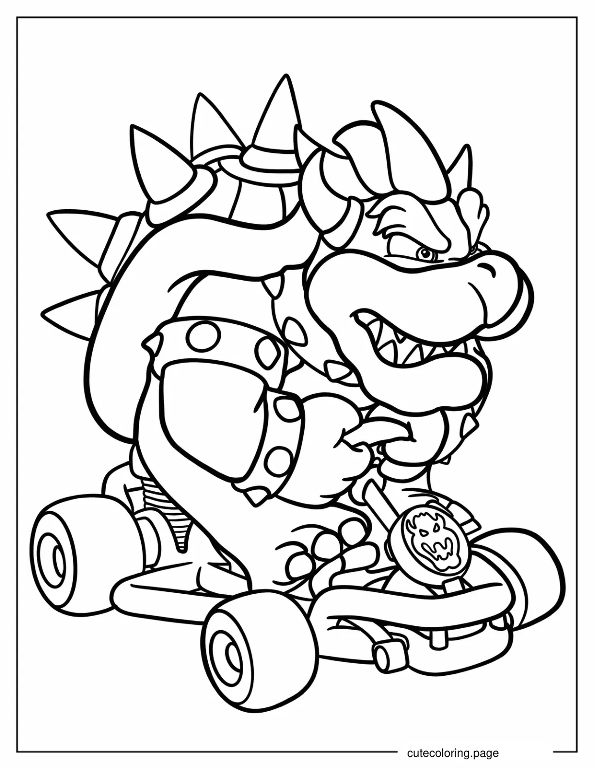 Big Bowser Racing During Mario Kart coloring page