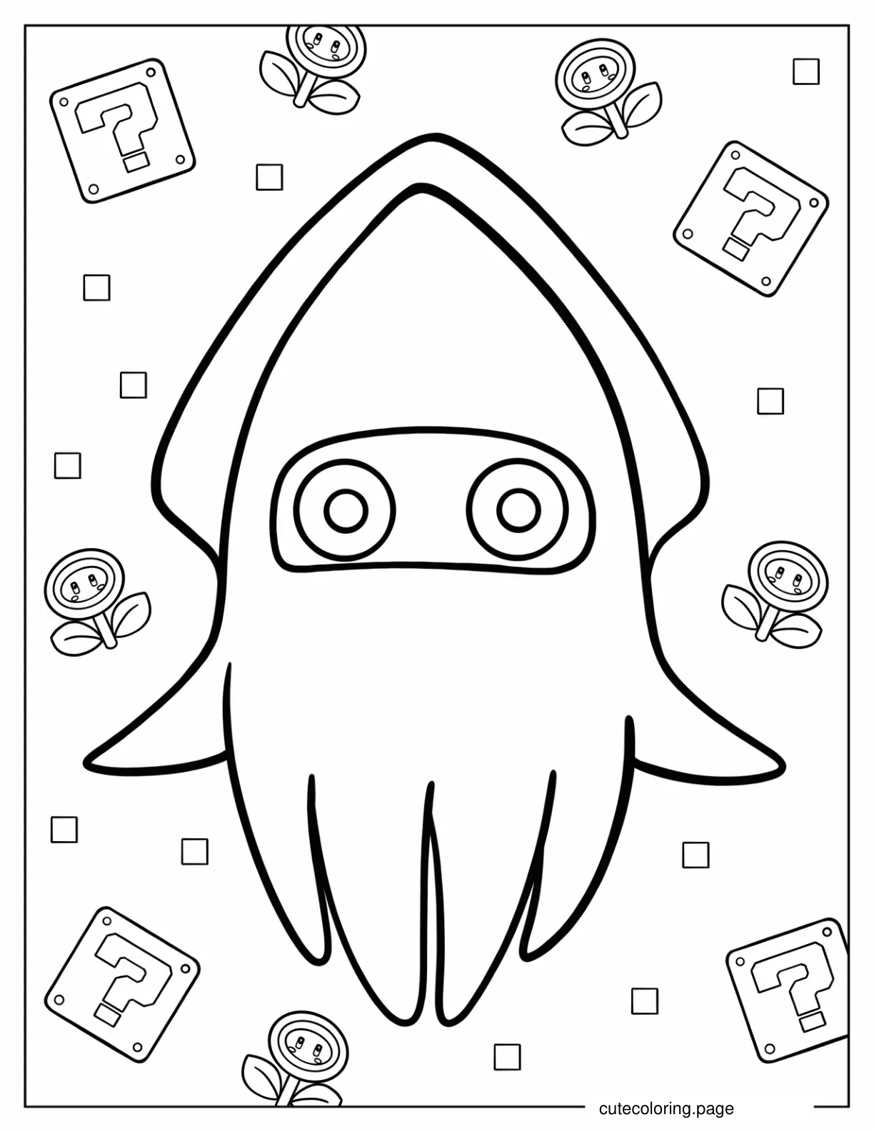 Blooper Squid From Mario Kart To Color coloring page