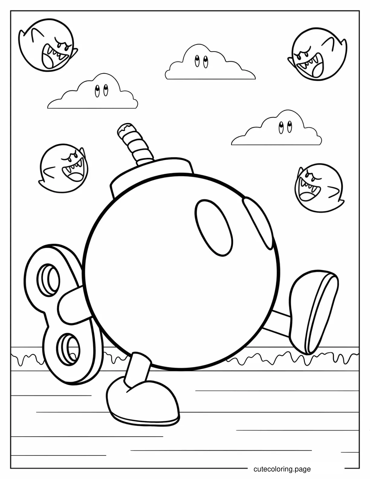 Bob ombs From Mario Kart 64 To Color coloring page