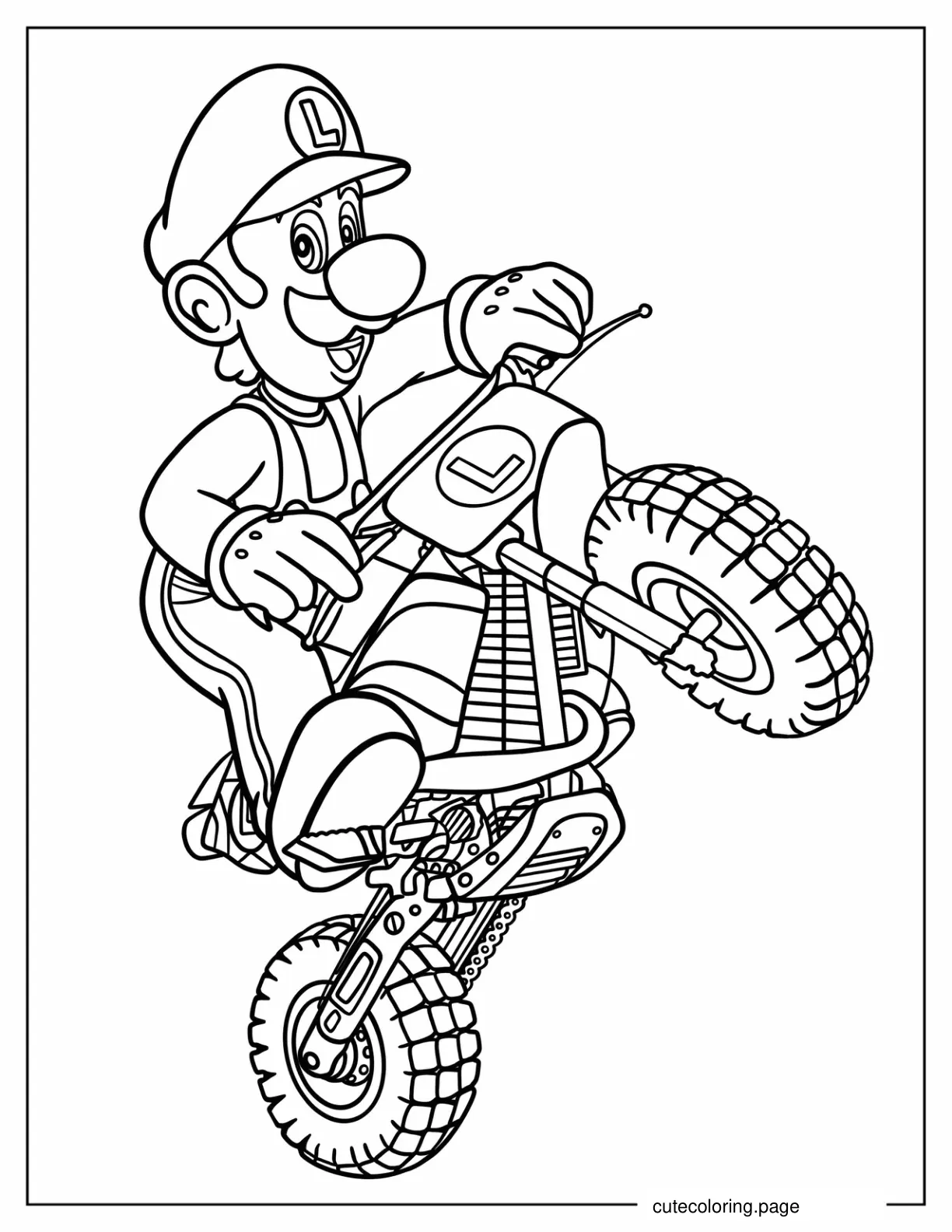 Coloring Page Of Luigi On Motorbike From Mario Kart coloring page