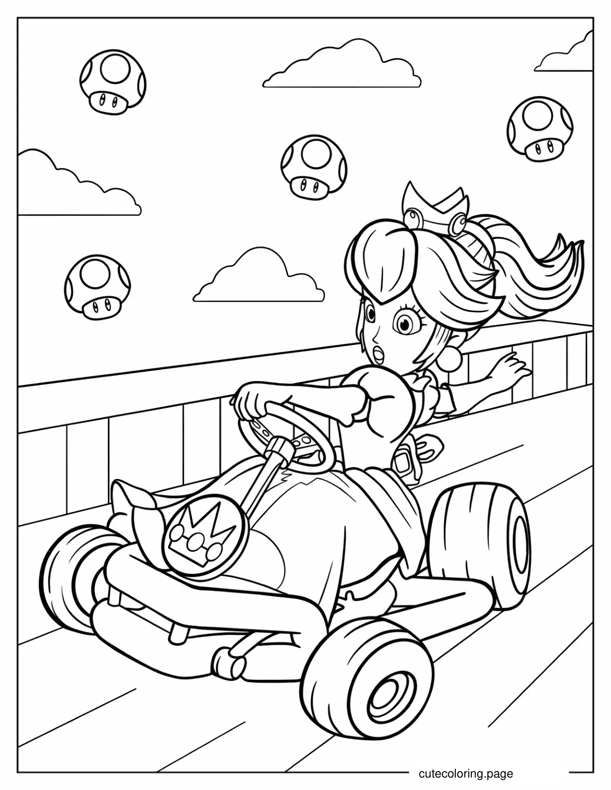 Coloring Page Of Princess Peach From Mario Kart coloring page