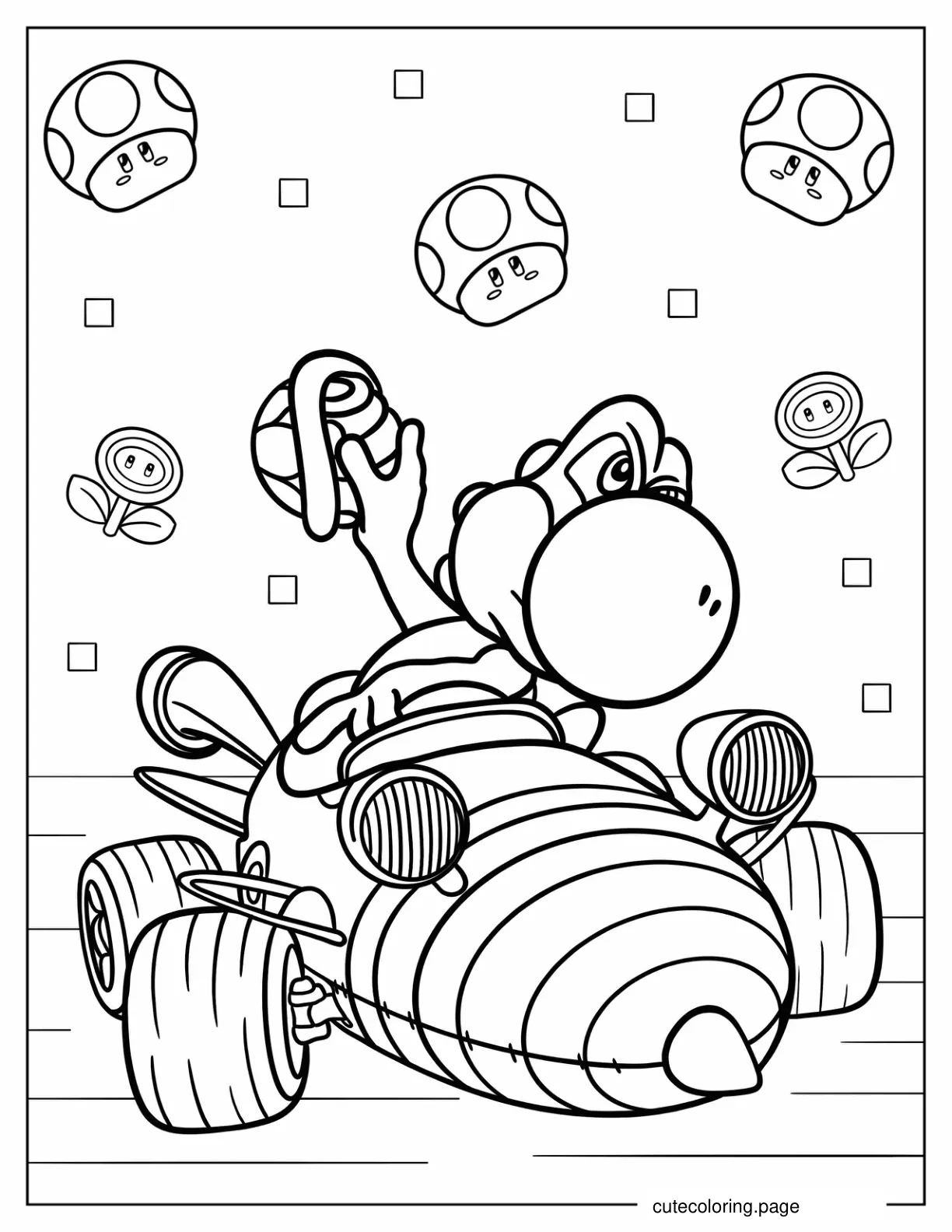 Coloring Picture Of Yoshi From Mario Kart coloring page