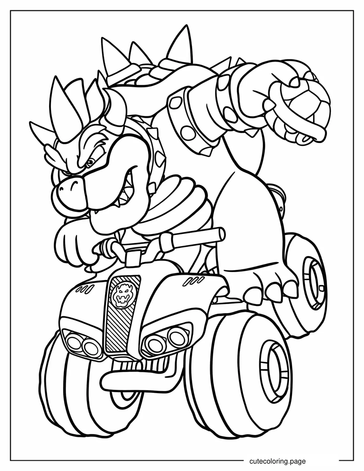 Detailed Coloring Page Of Bowser From Mario Kart coloring page