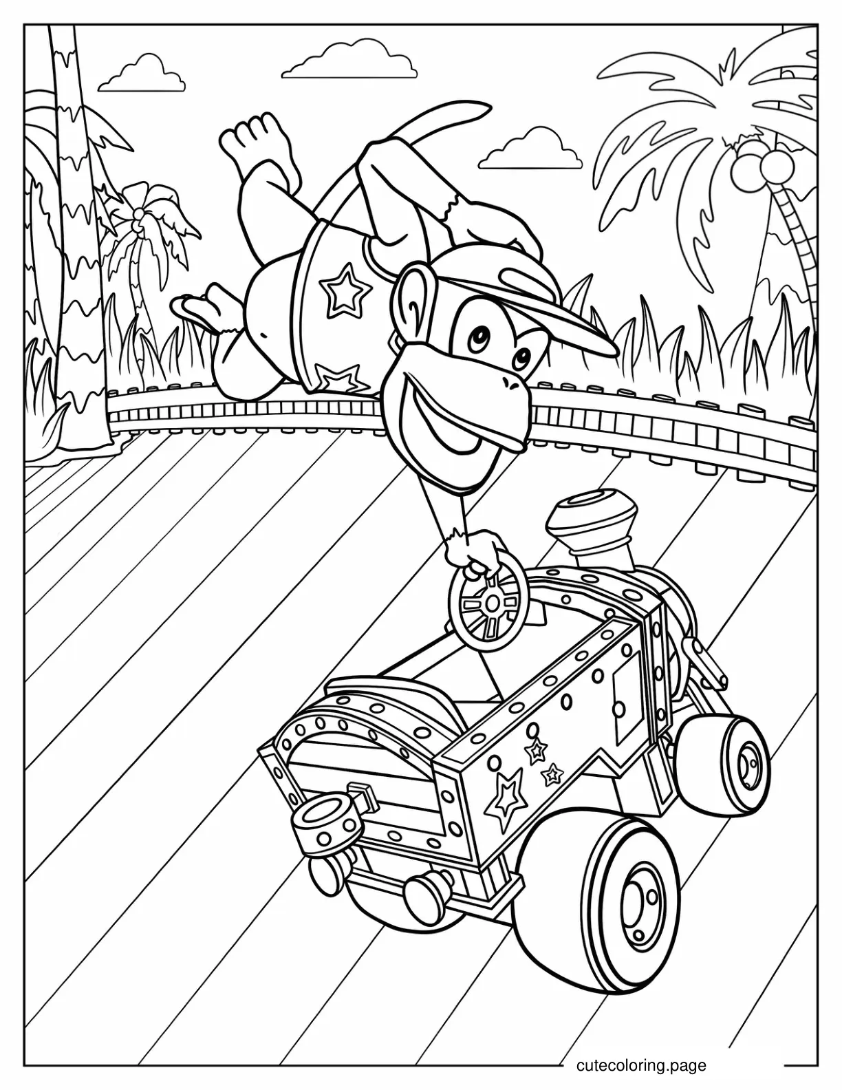 Diddy Kong From Mario Kart To Color coloring page