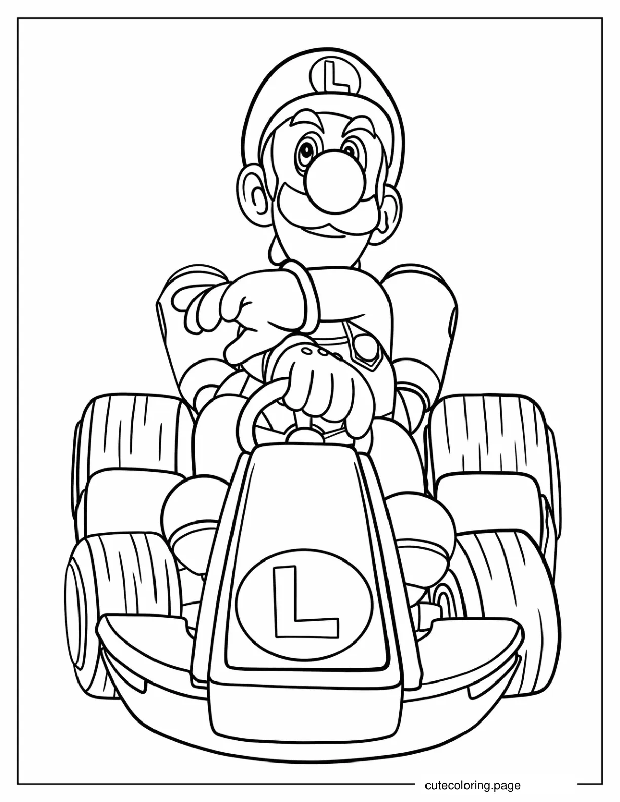 Easy Outline Of Luigi From Mario Kart To Color coloring page