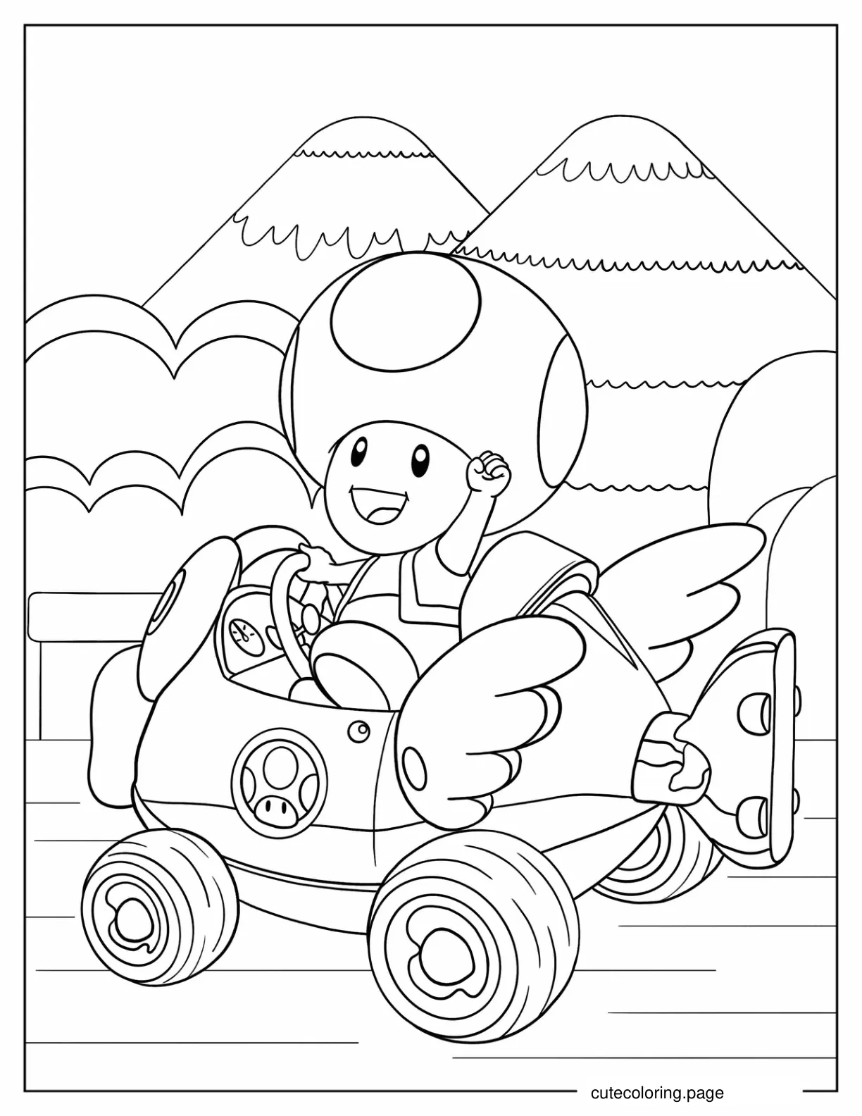 Easy Toad Coloring Page From Mario Kart coloring page